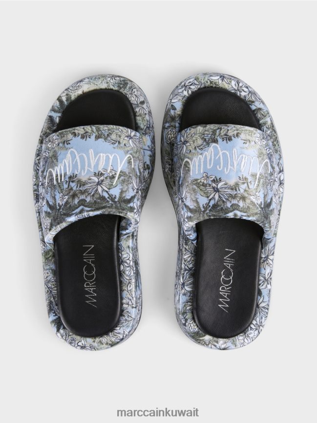 Marc Cain الصنادل في تصميم الأزهار LVN0D61629 أحذية مسحوق أزرق فاتح