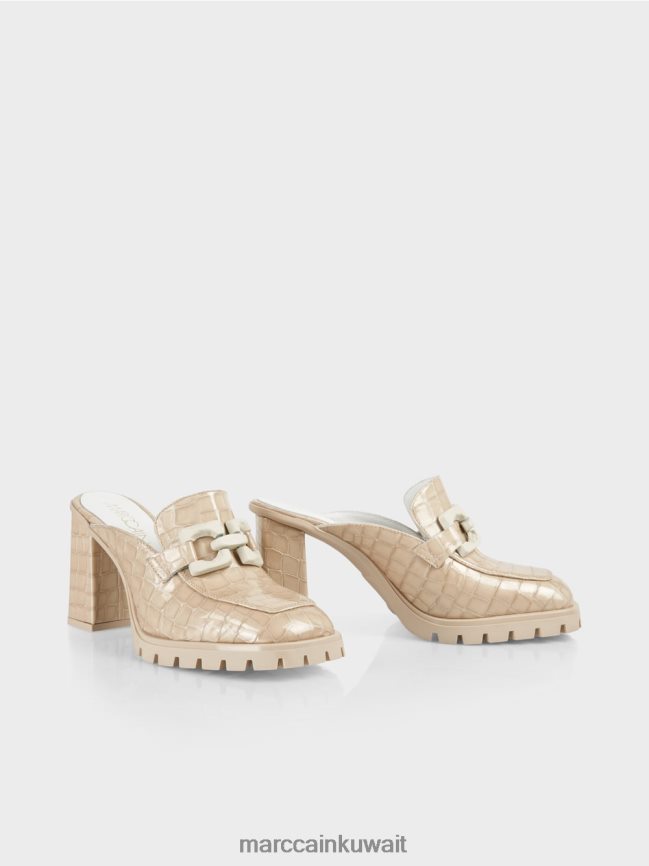 Marc Cain حذاء سهل الارتداء من جلد التمساح الصناعي "إعادة التفكير معًا". LVN0D61630 أحذية كريم مسحوق