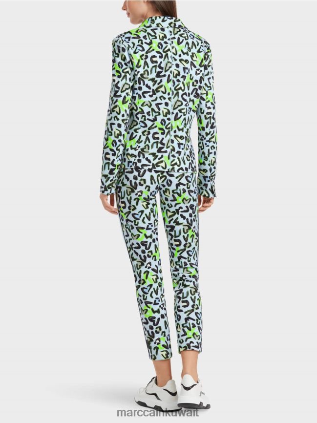 Marc Cain سترة مصممة مع طباعة كاملة LVN0D6165 ملابس مسحوق ناعم أزرق