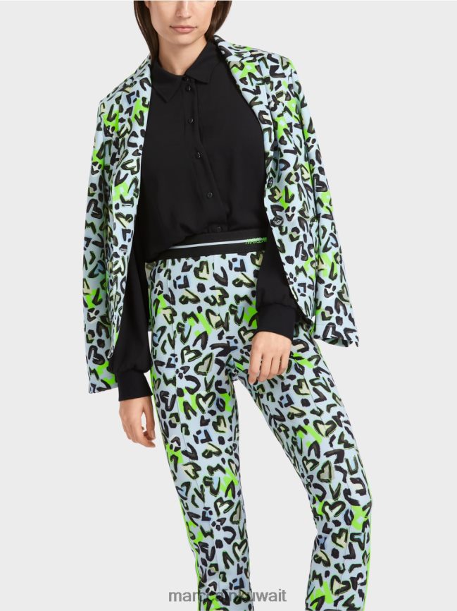 Marc Cain سترة مصممة مع طباعة كاملة LVN0D6165 ملابس مسحوق ناعم أزرق