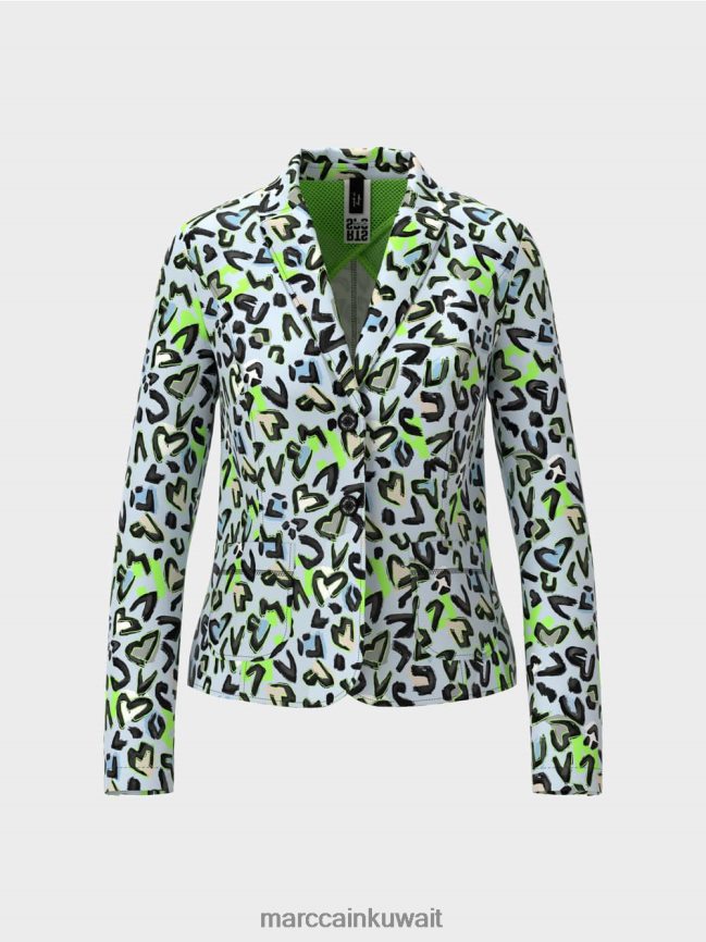 Marc Cain سترة مصممة مع طباعة كاملة LVN0D6165 ملابس مسحوق ناعم أزرق