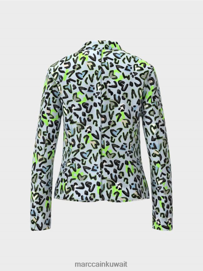 Marc Cain سترة مصممة مع طباعة كاملة LVN0D6165 ملابس مسحوق ناعم أزرق