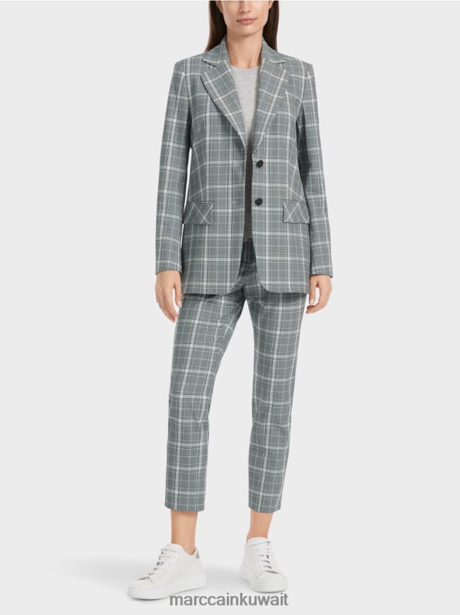 Marc Cain بليزر كاروهات بجيوب بغطاء قلاب LVN0D6167 ملابس الرمادي الفضي