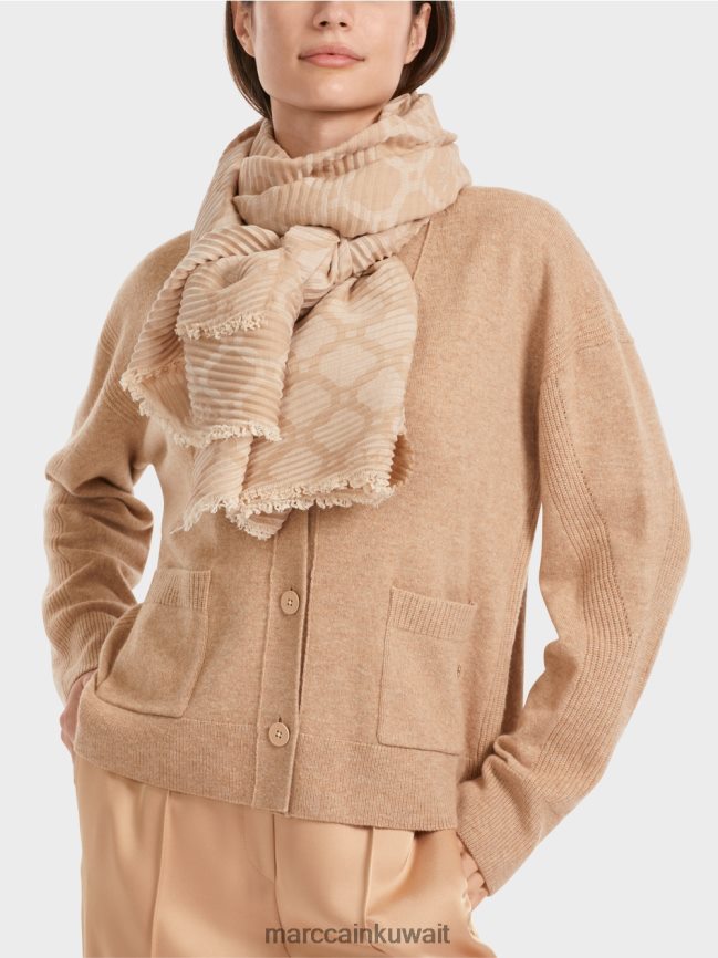 Marc Cain وشاح مع الطيات LVN0D61674 ملحق كريم غامق