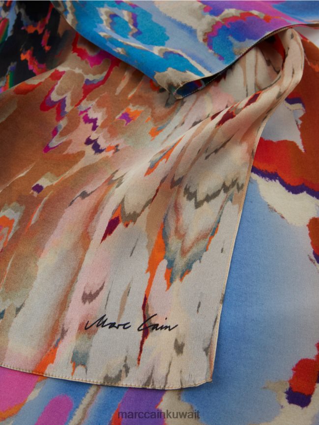 Marc Cain وشاح حرير مع طباعة LVN0D61677 ملحق سماء الصيف المظلمة