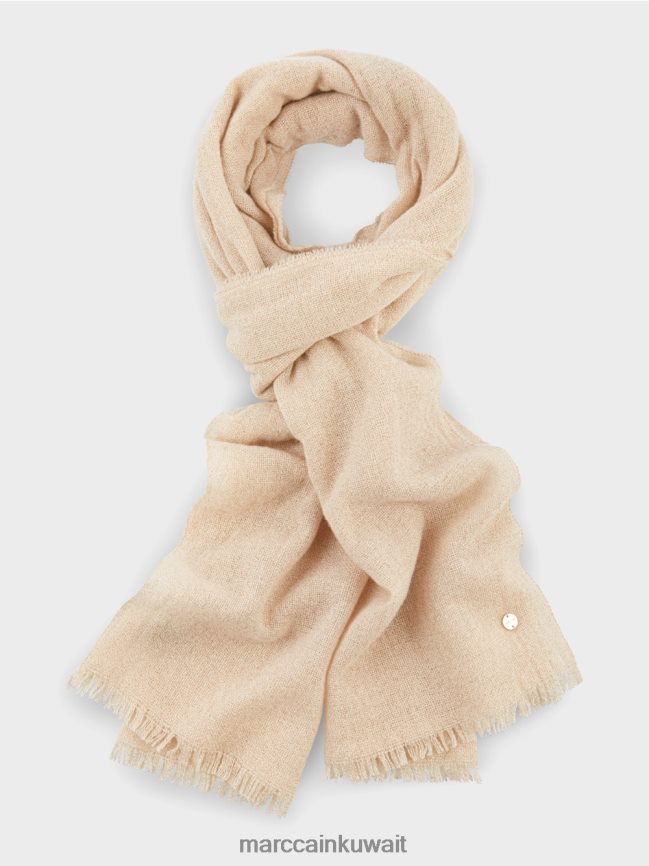 Marc Cain وشاح منسوج أنيق مع اللوريكس LVN0D61678 ملحق كريم غامق