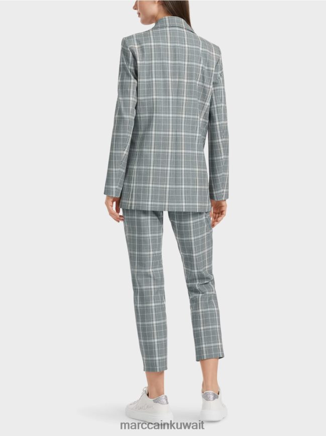 Marc Cain بليزر كاروهات بجيوب بغطاء قلاب LVN0D6167 ملابس الرمادي الفضي