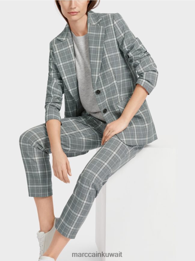 Marc Cain بليزر كاروهات بجيوب بغطاء قلاب LVN0D6167 ملابس الرمادي الفضي