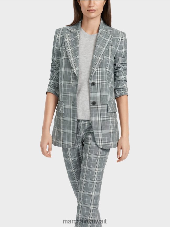 Marc Cain بليزر كاروهات بجيوب بغطاء قلاب LVN0D6167 ملابس الرمادي الفضي