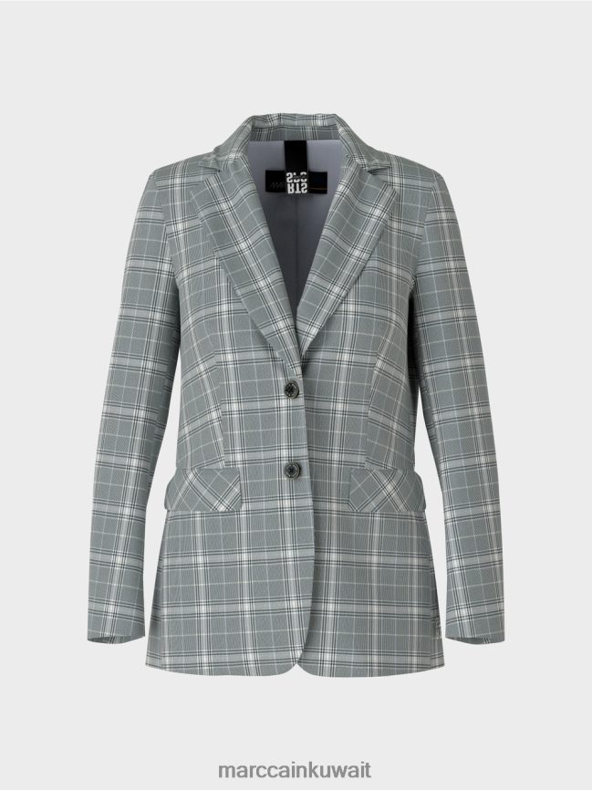 Marc Cain بليزر كاروهات بجيوب بغطاء قلاب LVN0D6167 ملابس الرمادي الفضي