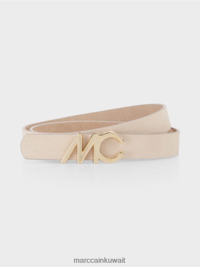 Marc Cain حزام الخصر مع مشبك الشعار LVN0D61680 ملحق كريم غامق