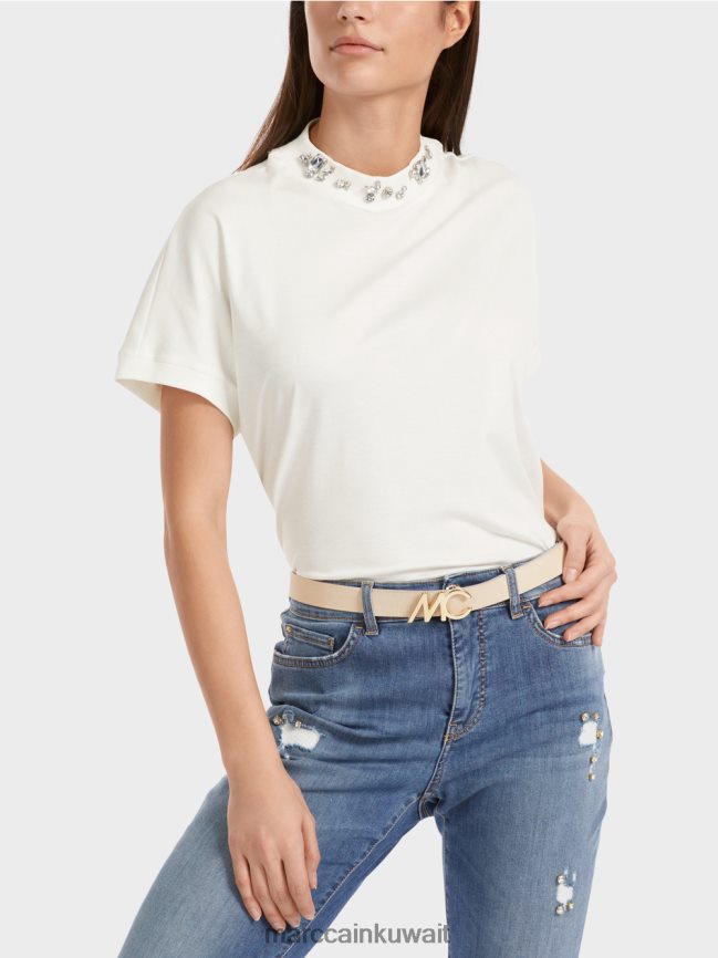 Marc Cain حزام الخصر مع مشبك الشعار LVN0D61680 ملحق كريم غامق