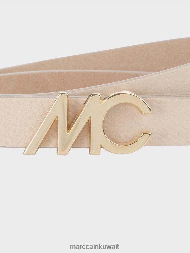 Marc Cain حزام الخصر مع مشبك الشعار LVN0D61680 ملحق كريم غامق
