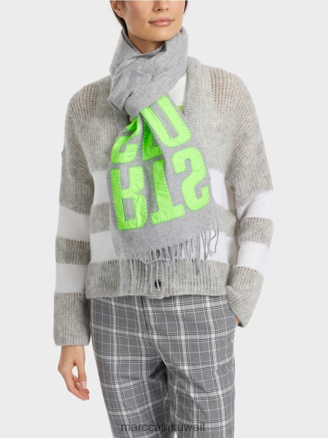 Marc Cain وشاح مع زين الحروف LVN0D61687 ملحق الرمادي الفضي