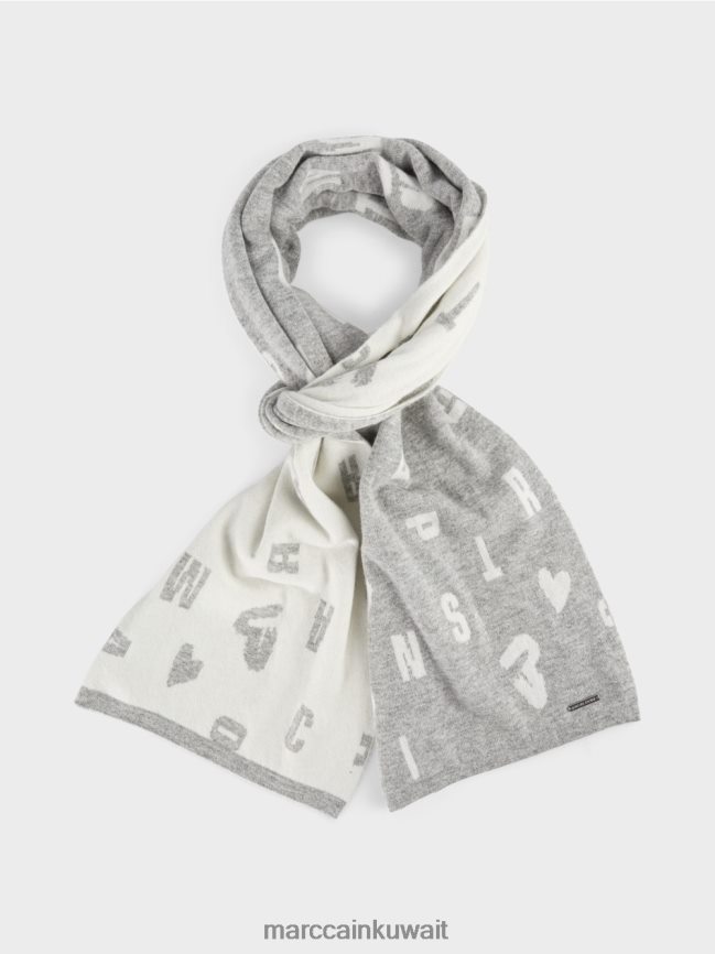 Marc Cain وشاح "إعادة التفكير معًا" ذو وجهين LVN0D61690 ملحق الرمادي الفضي