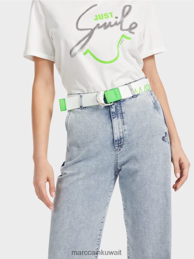 Marc Cain حزام خصر بطبعة حروف LVN0D61699 ملحق أخضر صادم مشرق