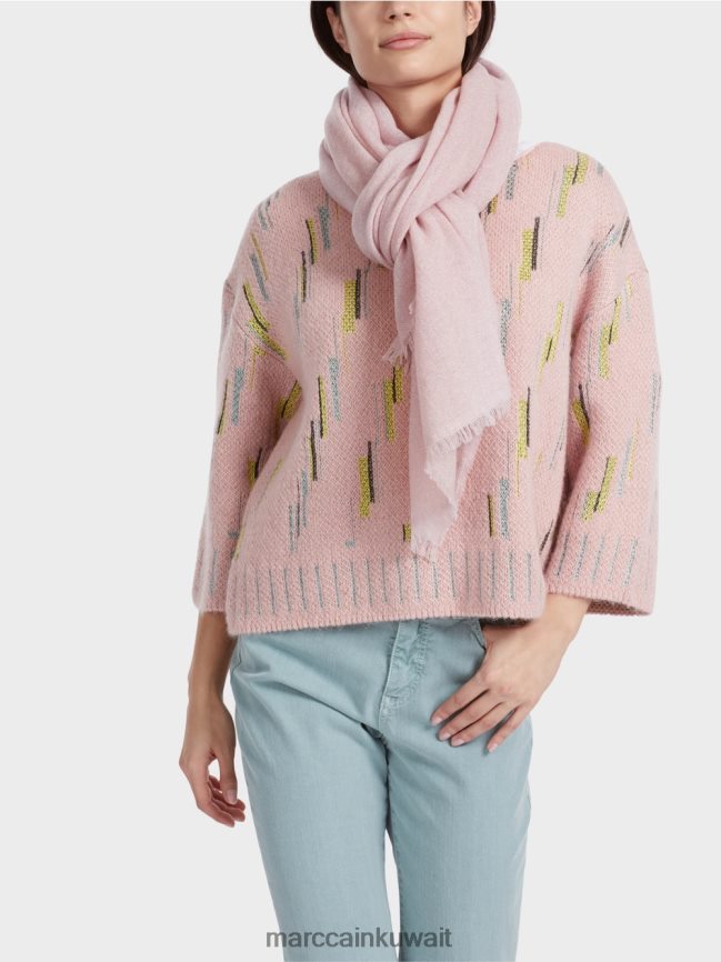 Marc Cain وشاح منسوج أنيق مع اللوريكس LVN0D61705 ملحق مسحوق وردي ناعم