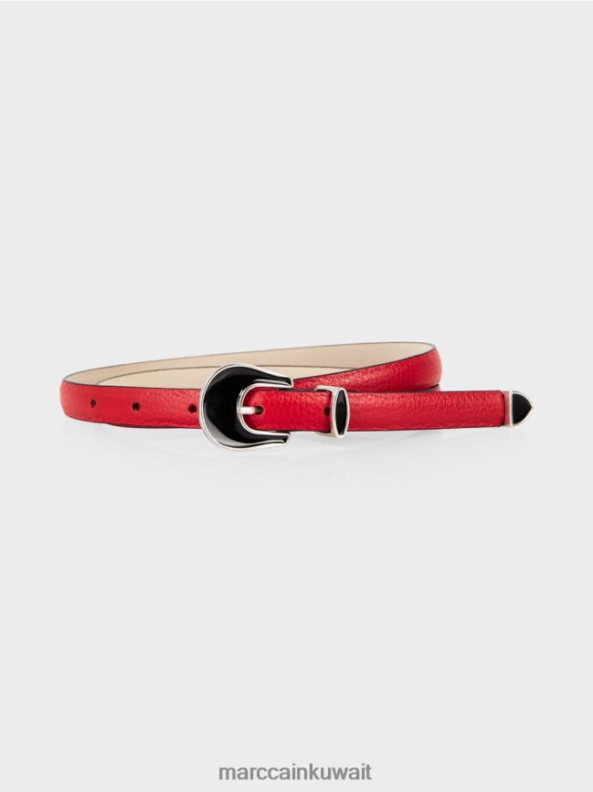 Marc Cain حزام الورك في جلد البقر LVN0D61714 ملحق أحمر عميق