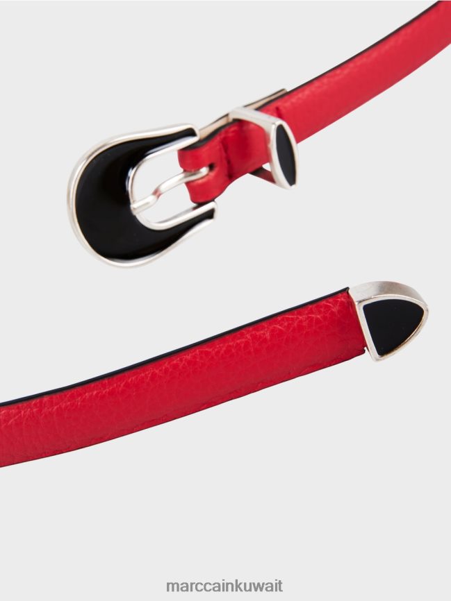 Marc Cain حزام الورك في جلد البقر LVN0D61714 ملحق أحمر عميق