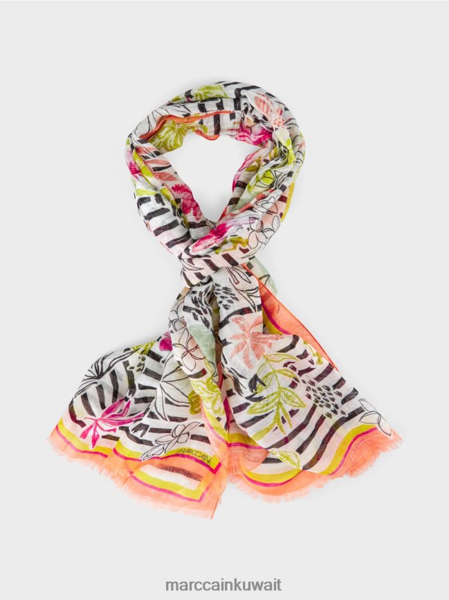 Marc Cain وشاح صيفي ناعم بطبعات LVN0D61715 ملحق الطين الخفيف