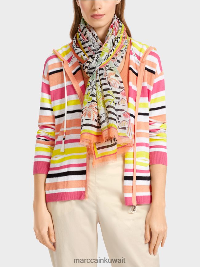 Marc Cain وشاح صيفي ناعم بطبعات LVN0D61715 ملحق الطين الخفيف