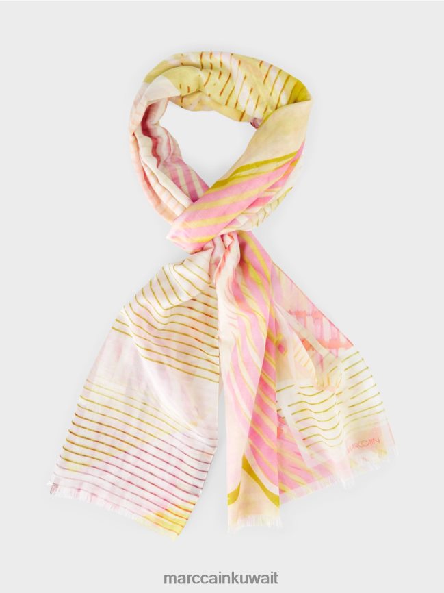 Marc Cain وشاح أنيق بالحرير LVN0D61716 ملحق ليميد خفيف