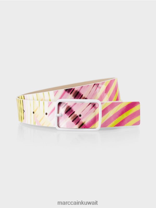 Marc Cain حزام الورك الملون من جلد نابا LVN0D61717 ملحق ليميد خفيف