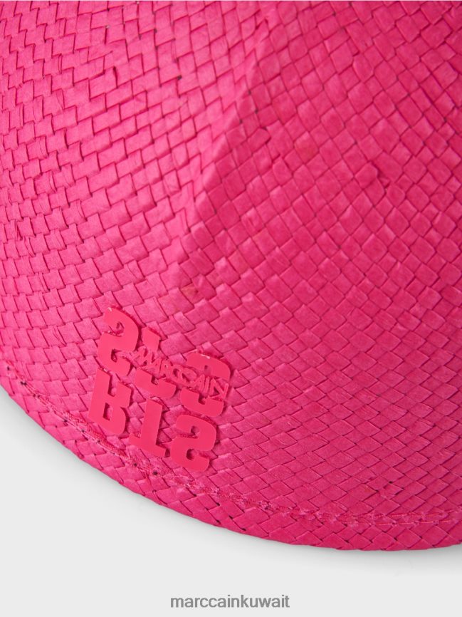 Marc Cain قبعة ذات لون عادي مع واقي شمسي كبير LVN0D61718 ملحق وردي فائق