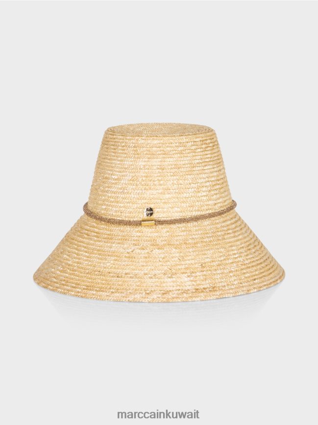 Marc Cain قبعة شمس قاء زجاجي من القش الطبيعي LVN0D61720 ملحق الرافية
