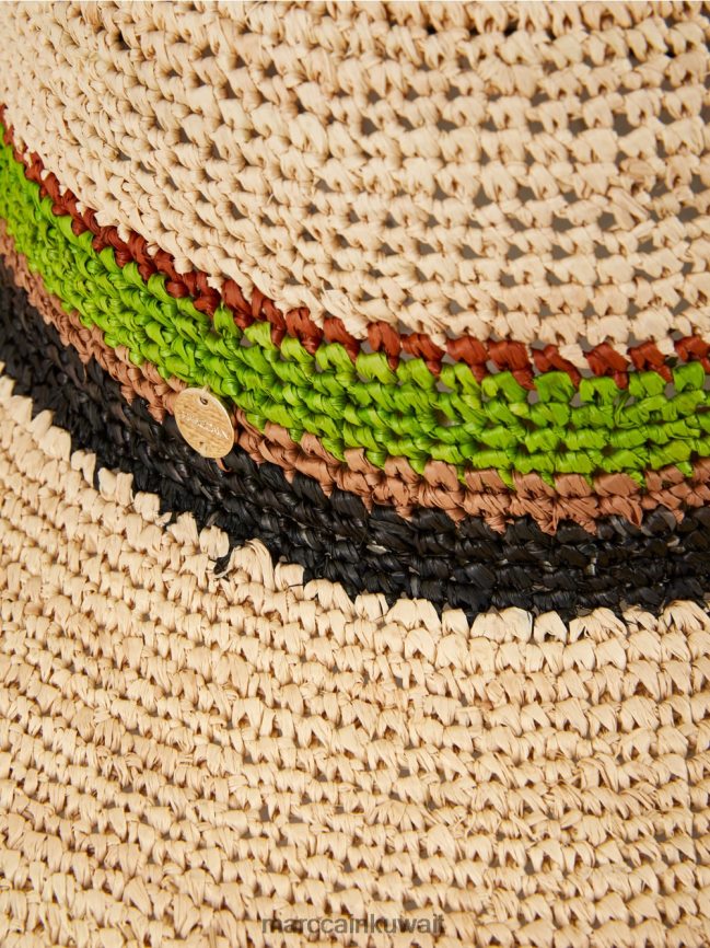 Marc Cain قبعة شمسية من القش الطبيعي LVN0D61722 ملحق الرمال العميقة