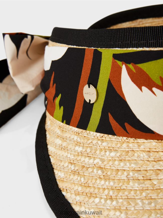 Marc Cain واقي الشمس من القش الطبيعي LVN0D61724 ملحق زيتوني أخضر عميق