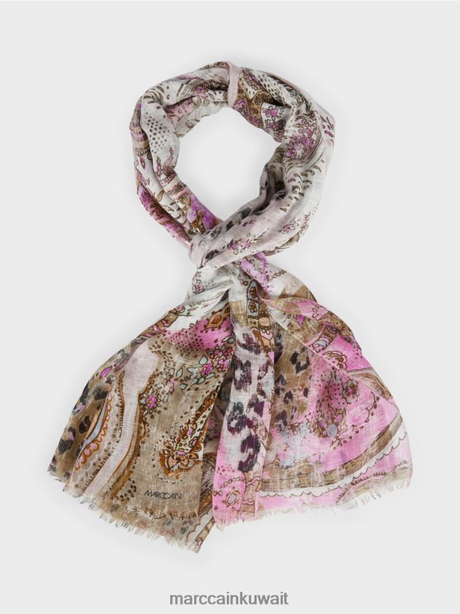 Marc Cain وشاح بأنماط مختلطة LVN0D61727 ملحق أبيض مصفر