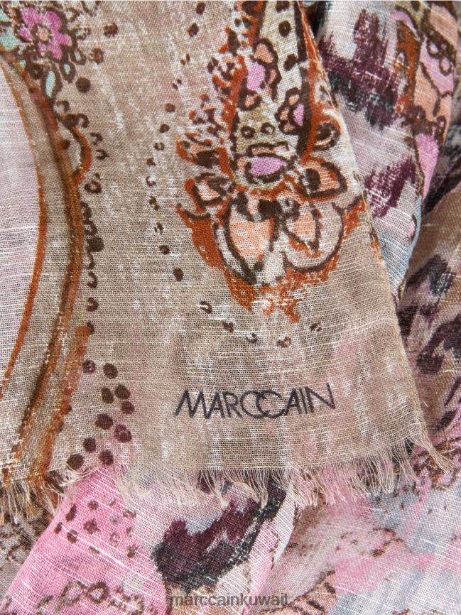 Marc Cain وشاح بأنماط مختلطة LVN0D61727 ملحق أبيض مصفر