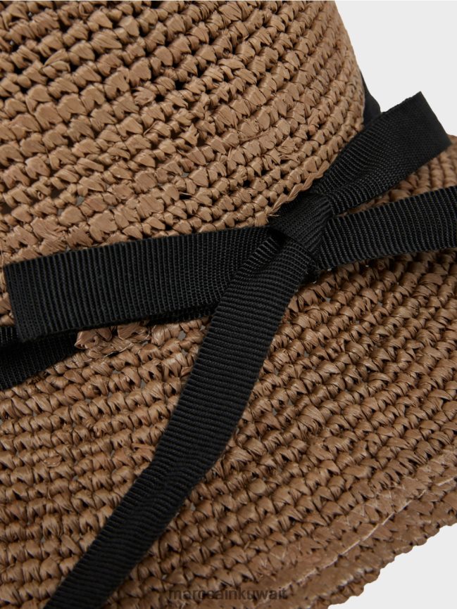 Marc Cain قبعة القش الأنثوية LVN0D61729 ملحق رمادي داكن ناعم