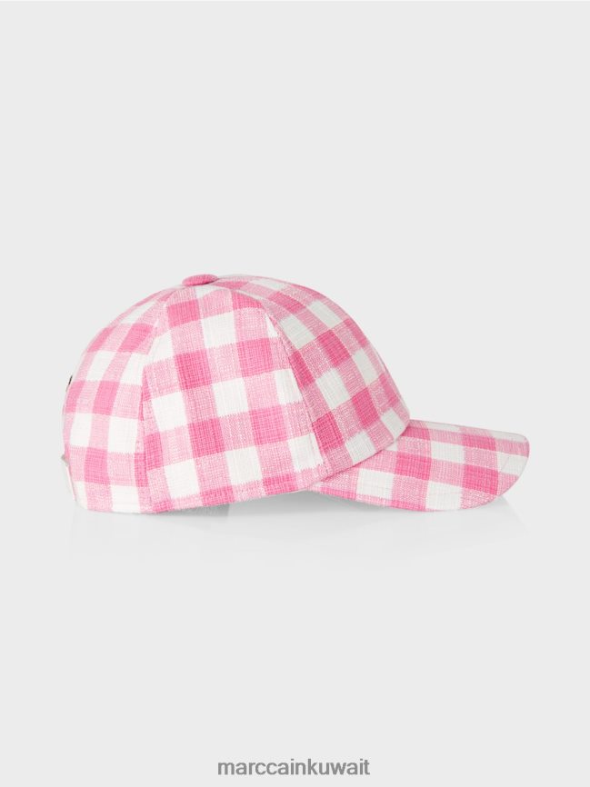 Marc Cain قبعة مع الشيكات فيشي LVN0D61731 ملحق وردي مشرق