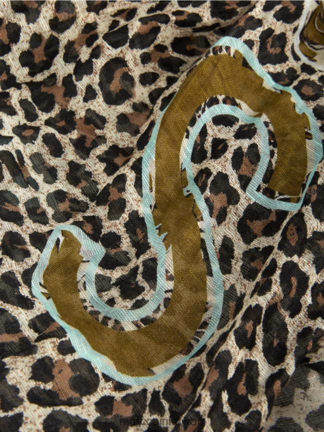 Marc Cain وشاح بطباعة الفهد والحروف LVN0D61733 ملحق كريم مسحوق