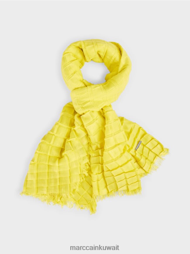 Marc Cain مطوي منقوشة وشاح LVN0D61742 ملحق الكبريت الأخضر