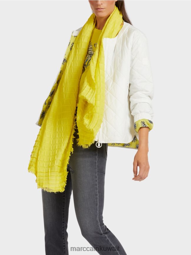 Marc Cain مطوي منقوشة وشاح LVN0D61742 ملحق الكبريت الأخضر