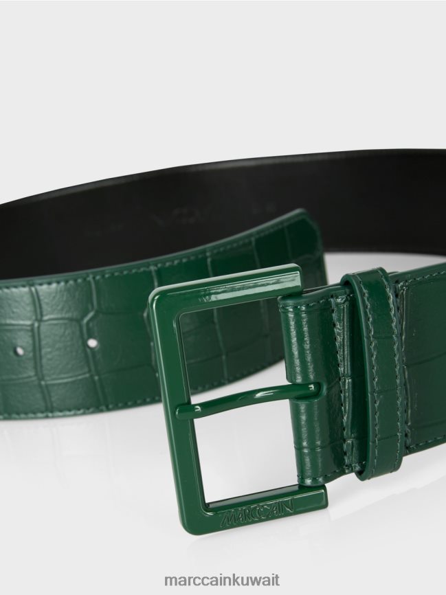 Marc Cain حزام من جلد البقر بمظهر التمساح LVN0D61744 ملحق الغابة المظلمة