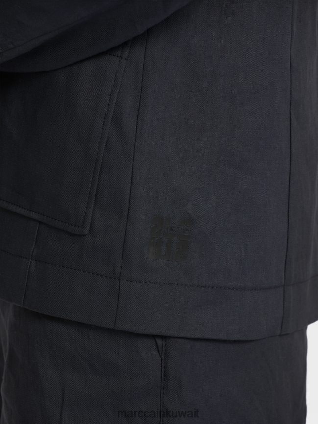 Marc Cain سترة معانقة الشكل مع الكتان LVN0D6179 ملابس منتصف الليل الأزرق