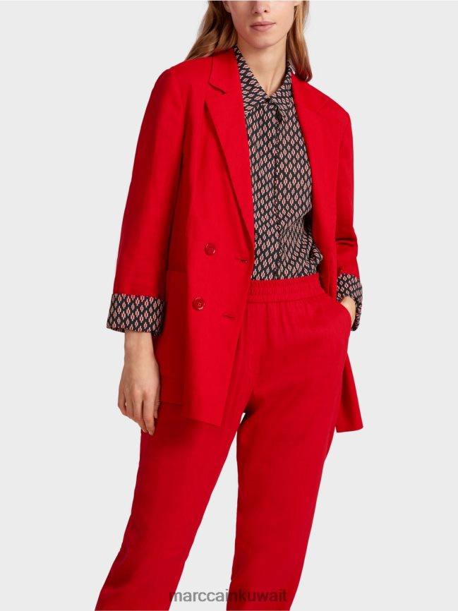 Marc Cain سترة الكتان مزدوجة الصدر LVN0D6181 ملابس أحمر عميق