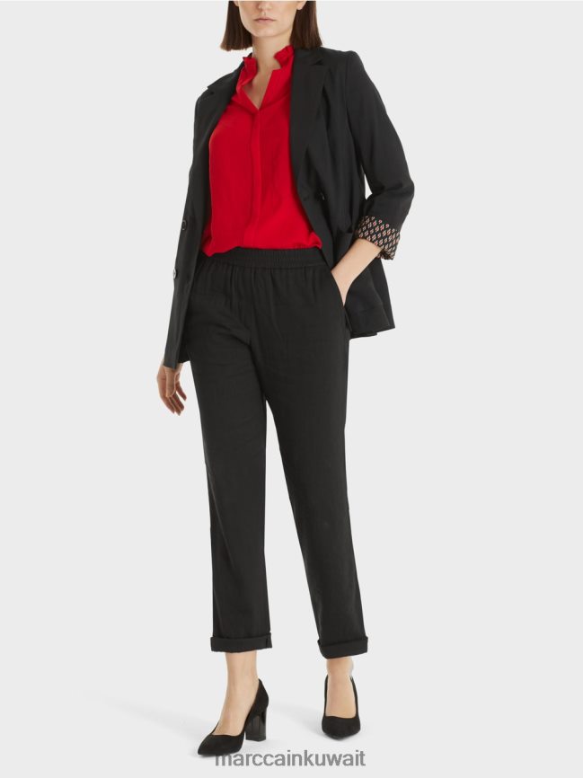 Marc Cain سترة الكتان مزدوجة الصدر LVN0D6182 ملابس أسود