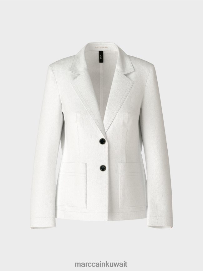 Marc Cain سترة معانقة الشكل مع الكتان LVN0D6183 ملابس أبيض