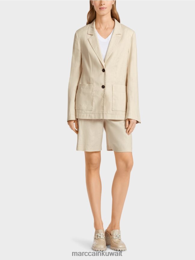 Marc Cain سترة معانقة الشكل مع الكتان LVN0D6184 ملابس الكتان الناعم