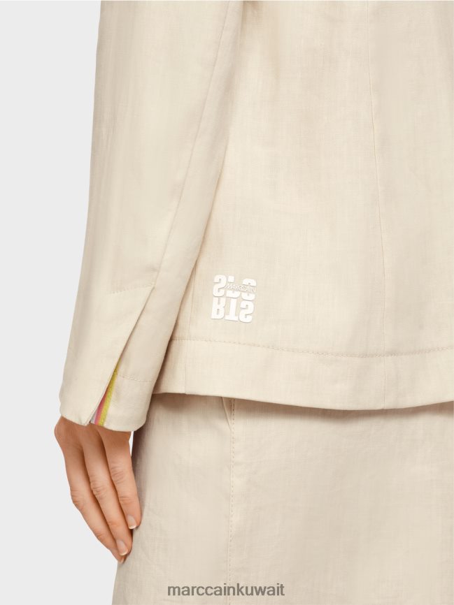 Marc Cain سترة معانقة الشكل مع الكتان LVN0D6184 ملابس الكتان الناعم