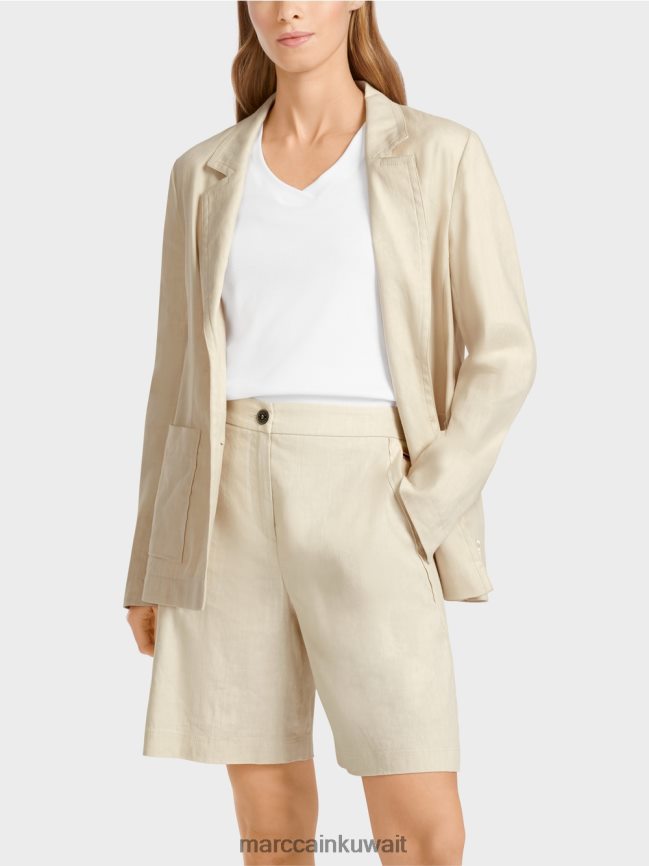 Marc Cain سترة معانقة الشكل مع الكتان LVN0D6184 ملابس الكتان الناعم