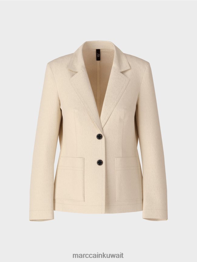 Marc Cain سترة معانقة الشكل مع الكتان LVN0D6184 ملابس الكتان الناعم