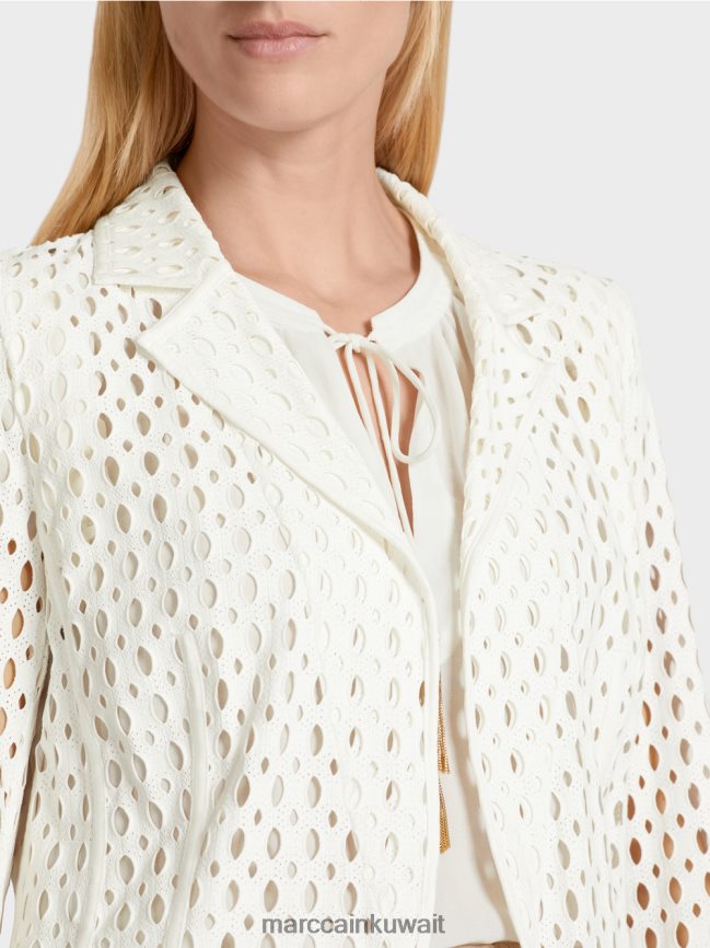Marc Cain سترة بنمط مثقب LVN0D6189 ملابس أبيض مصفر