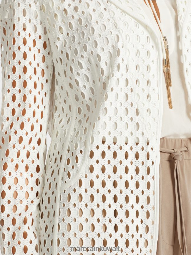 Marc Cain سترة بنمط مثقب LVN0D6189 ملابس أبيض مصفر