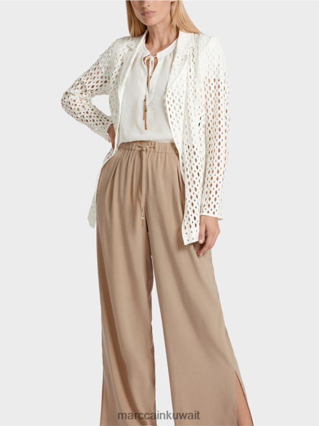 Marc Cain سترة بنمط مثقب LVN0D6189 ملابس أبيض مصفر